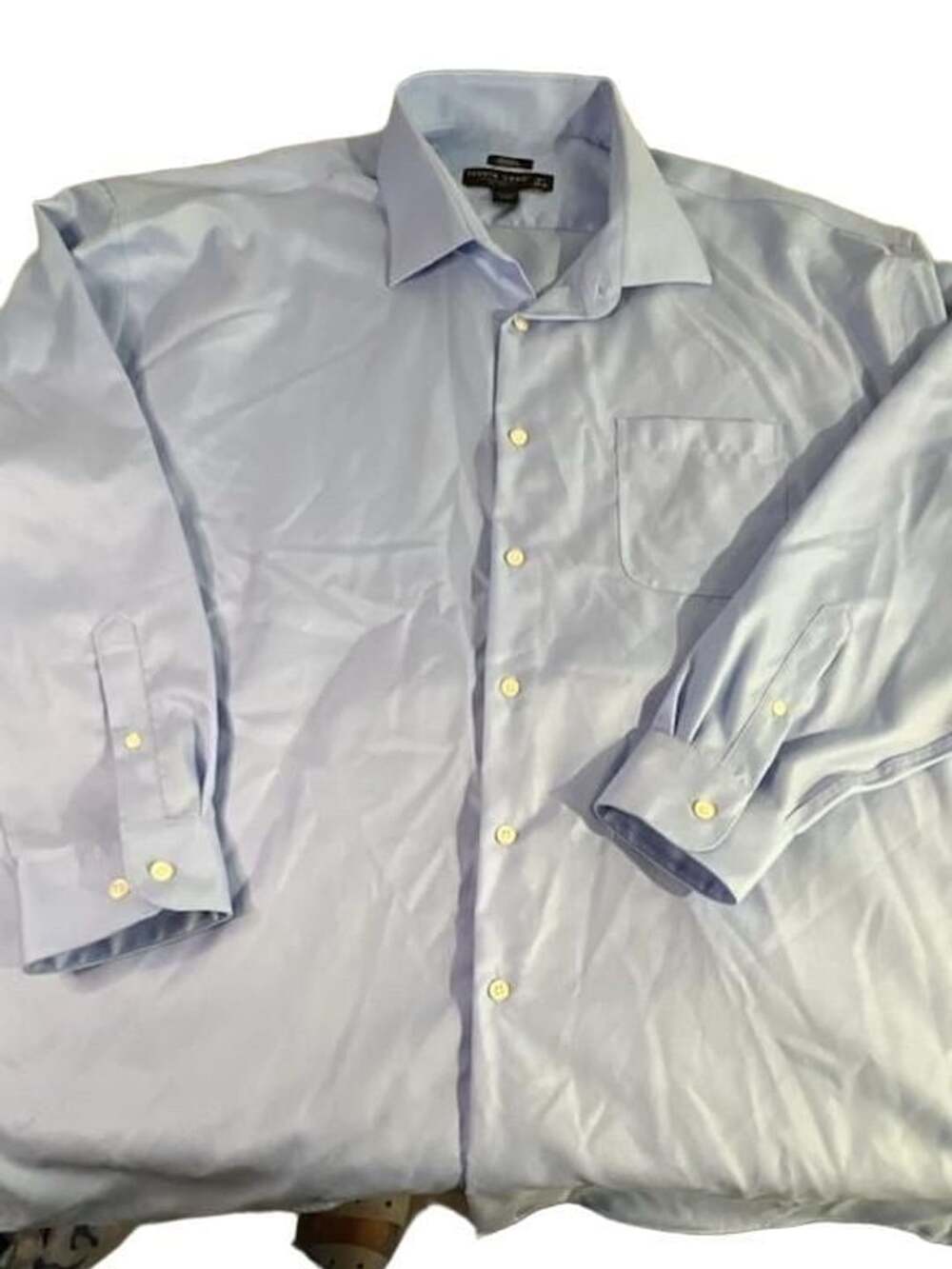 Pronto Uomo Dress Shirt Size 18 1/2 34/35 Blue Non-Iron Executive Fit